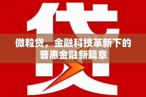 兴和微粒贷，金融科技革新下的普惠金融新篇章