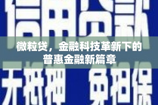 兴和微粒贷，金融科技革新下的普惠金融新篇章